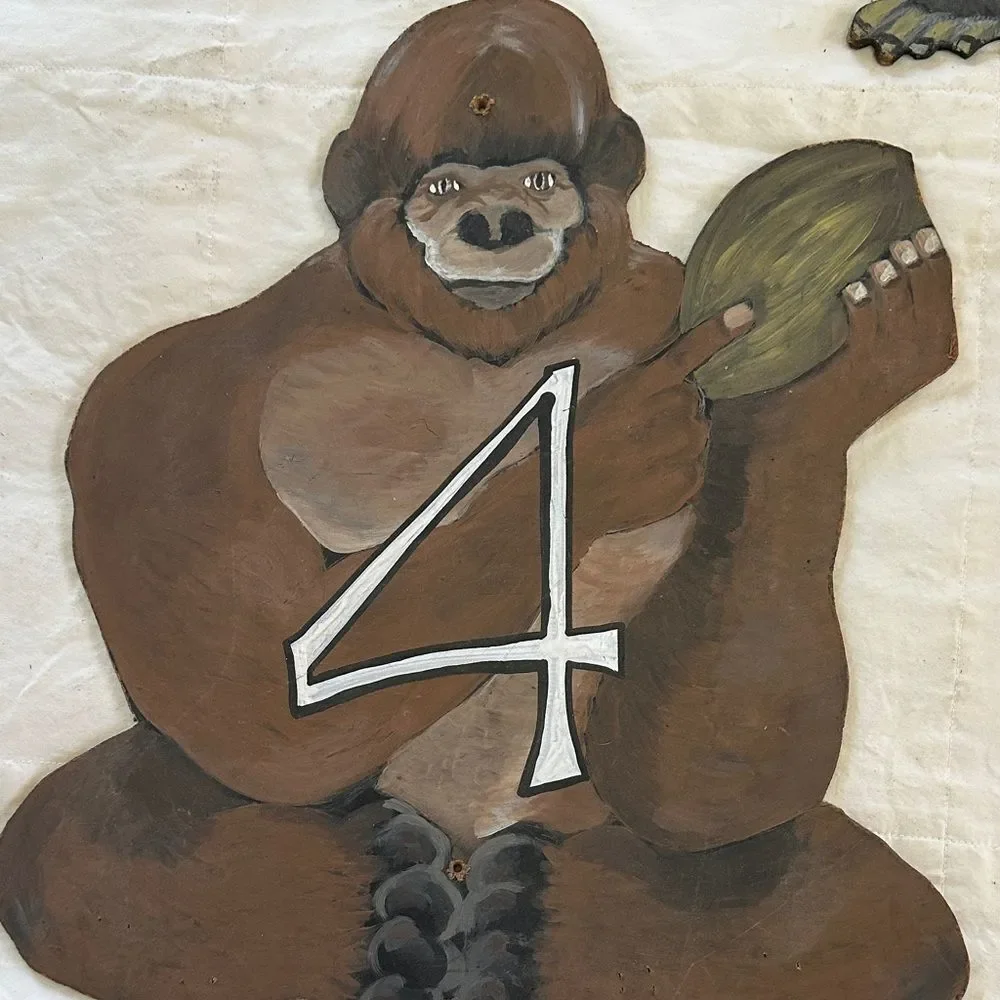 Trader Joe’s Memorabilia Monkey Themed Wall Decor Set Wooden